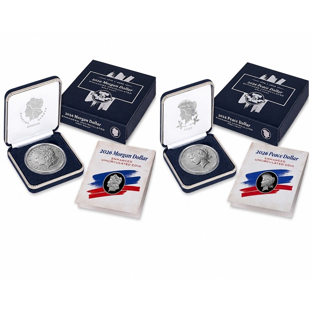 US Mint 2026 Morgan Peace Silver Dollar Set Enhanced Uncirculated 250 Privy OGP